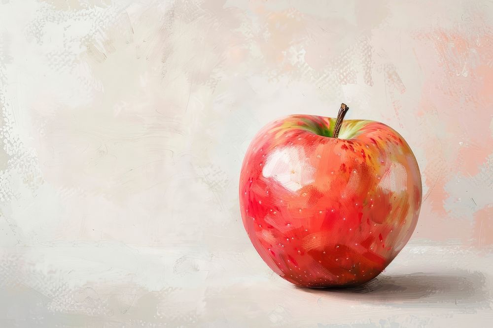 Oil painting of a close up on pale apple fruit plant food.