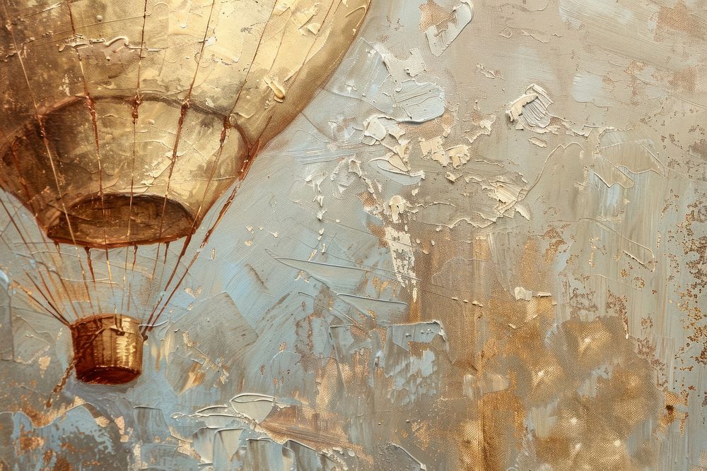 Oil painting of a close up on pale balloon backgrounds aircraft old.