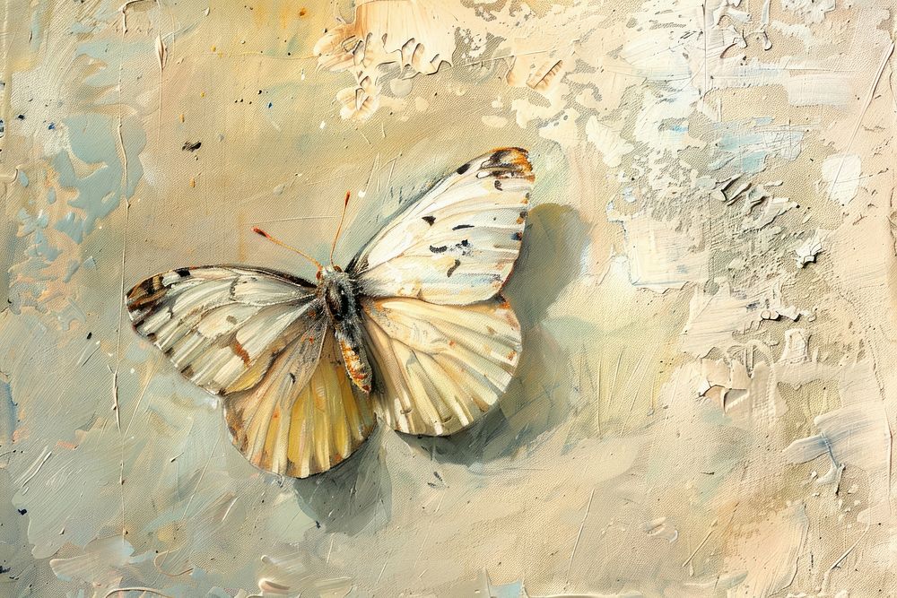 Oil painting of a close up on pale butterfly backgrounds animal insect.