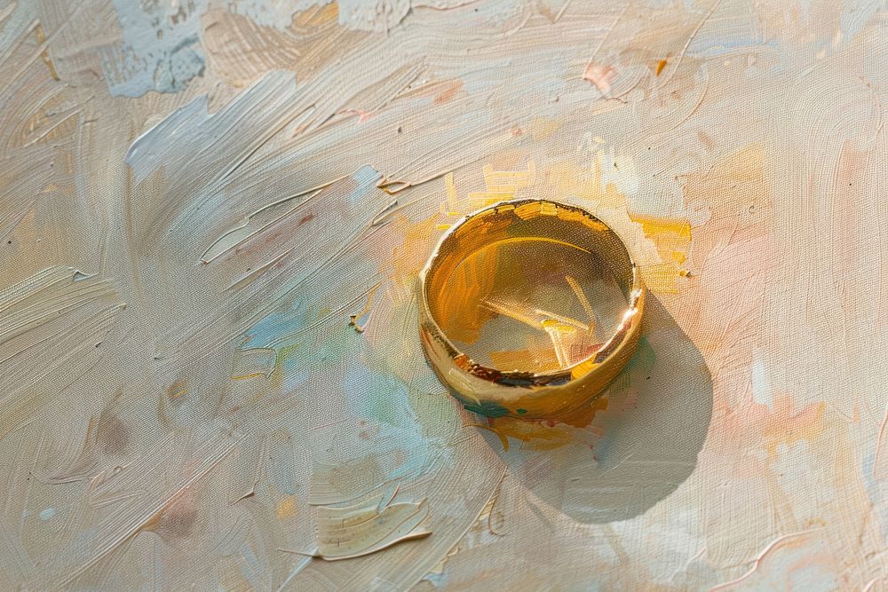 Oil painting of a close up on pale ring backgrounds art refreshment.