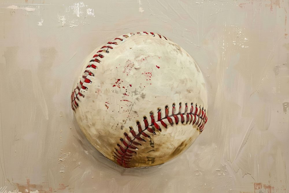 Oil painting of a close up on pale baseball sports softball clothing.