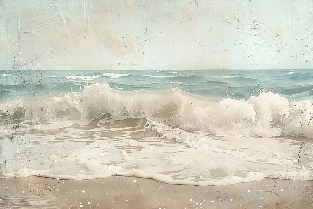 Oil painting of a close up on pale beach outdoors nature ocean.