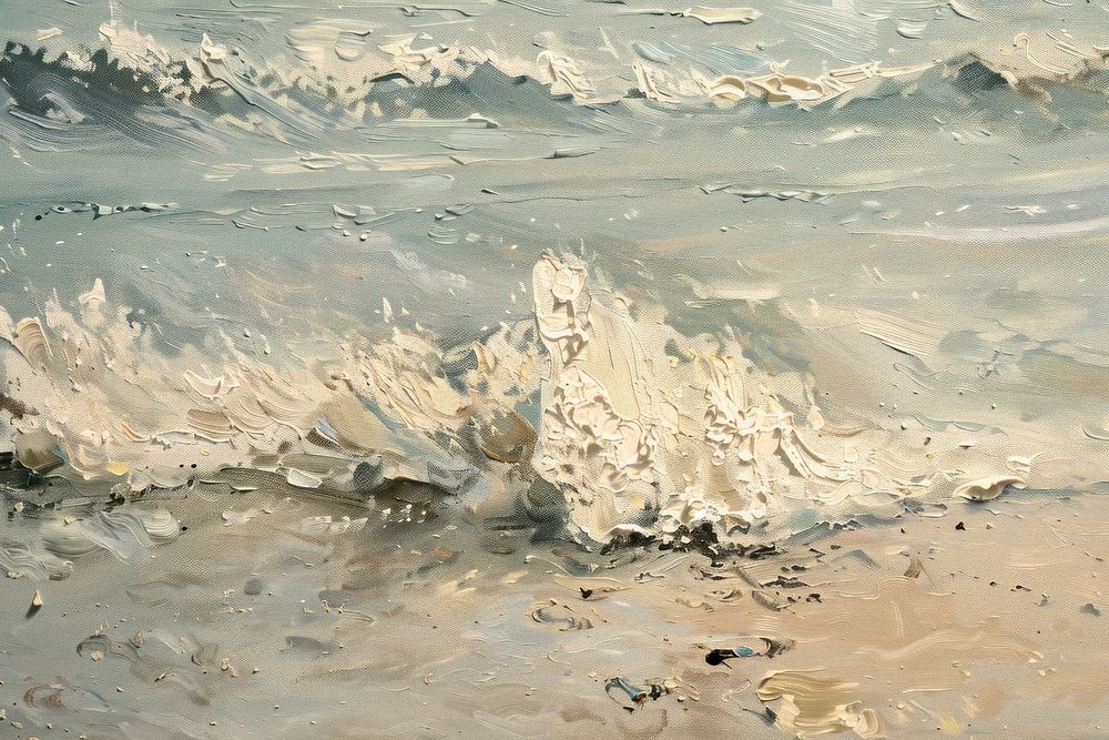Oil painting of a close up on pale beach backgrounds outdoors nature.