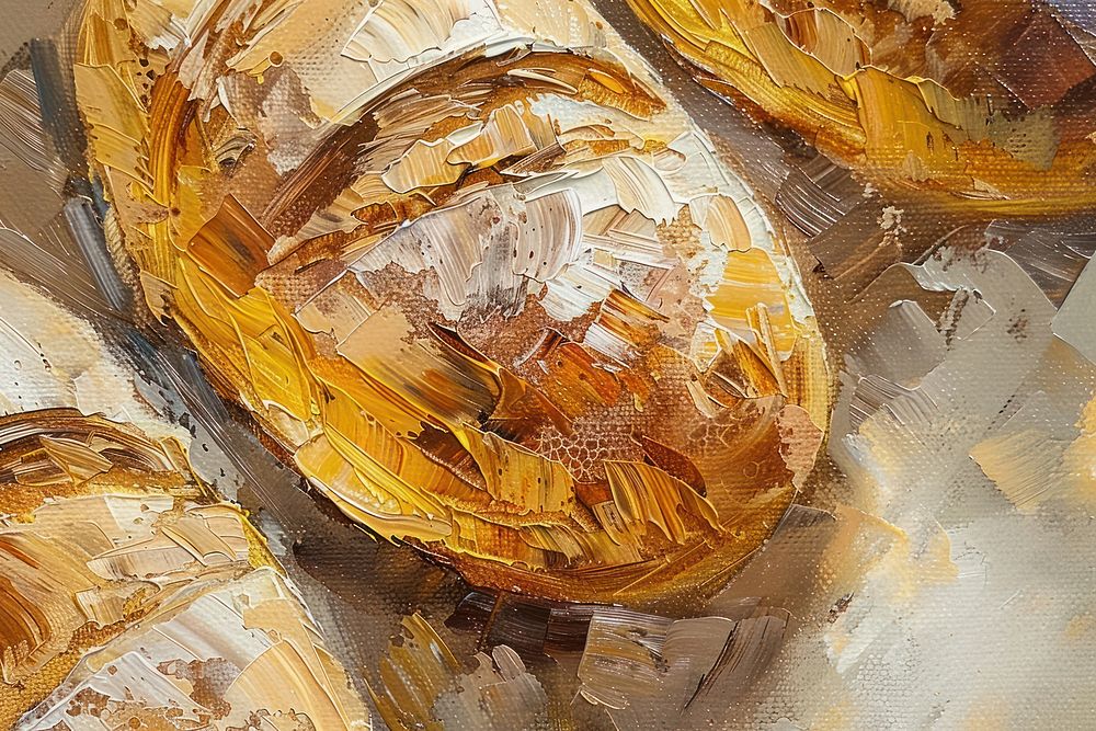 Oil painting of a close up on pale bakery backgrounds art freshness.