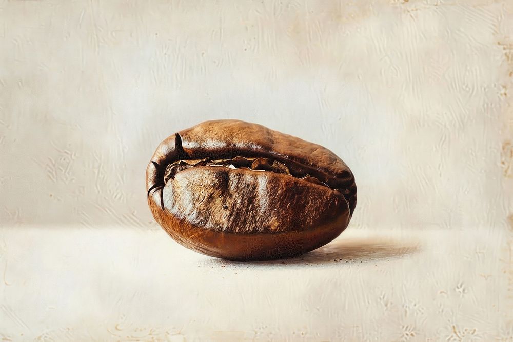 Oil painting of a close up on pale coffee bean food coffee beans freshness.
