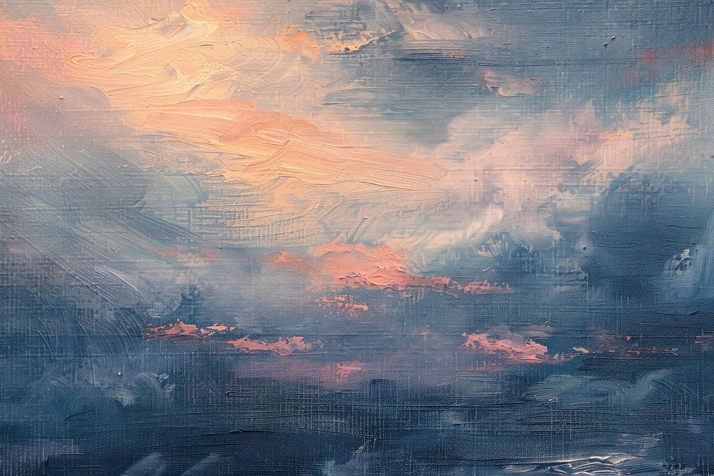Oil painting of a close up on pale sunset backgrounds nature sky.