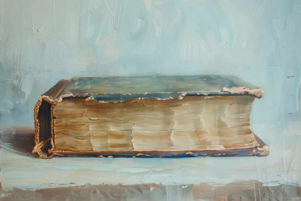 Oil painting of a close up on pale book publication art old.