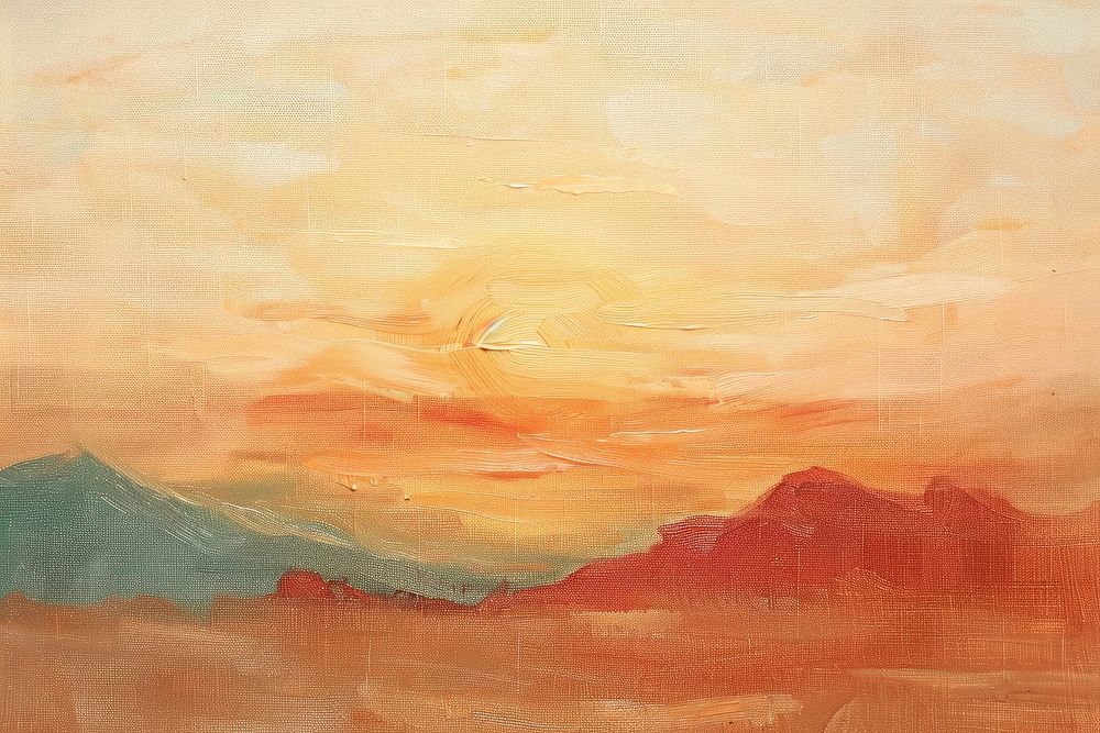 Oil painting of a close up on pale sunset backgrounds drawing nature.