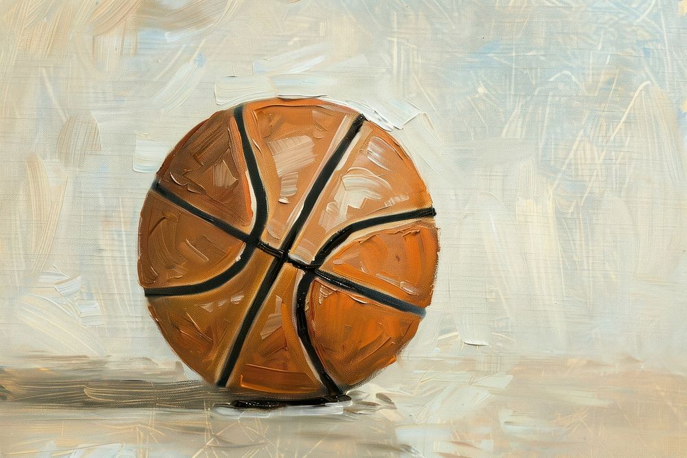 Oil painting of a close up on pale basketball sports exercising football.