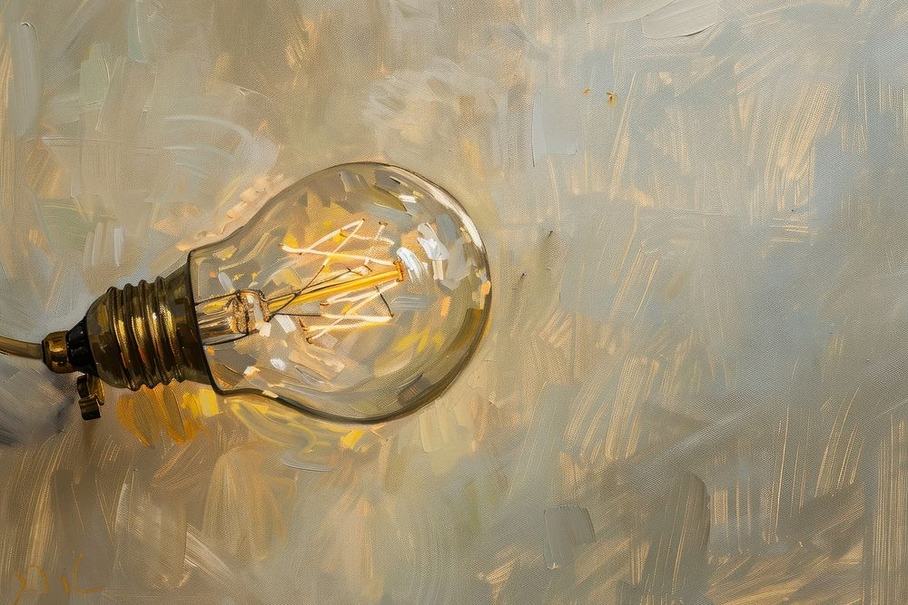 Oil painting of a close up on pale light bulb backgrounds lightbulb electricity.