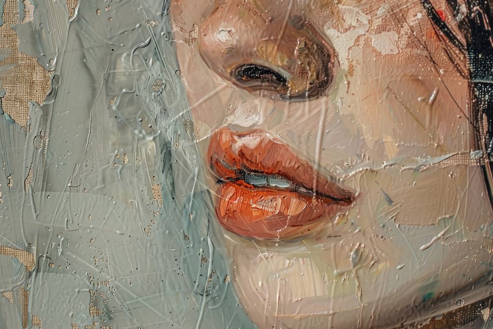 Oil painting of a close up on pale love backgrounds drawing adult.