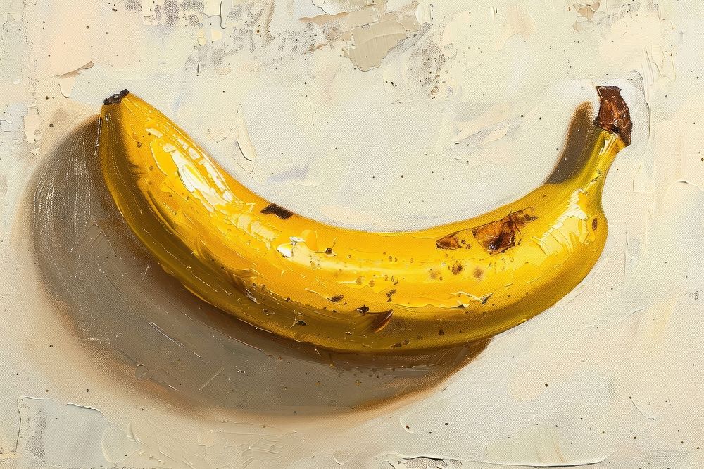Oil painting of a close up on pale banana plant food freshness.
