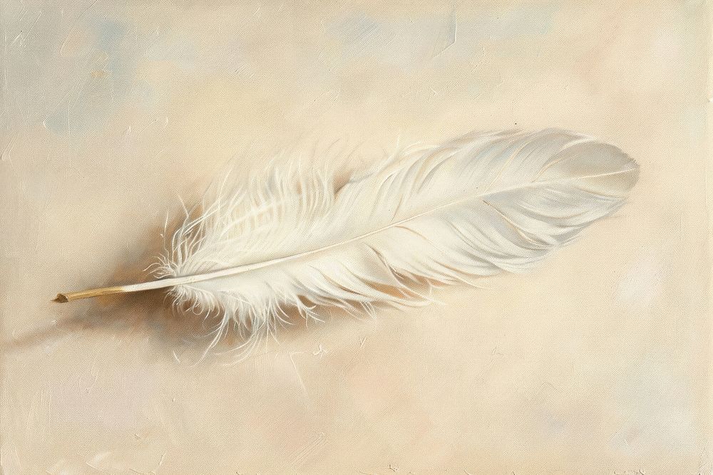 Oil painting of a close up on pale feather lightweight accessories creativity.