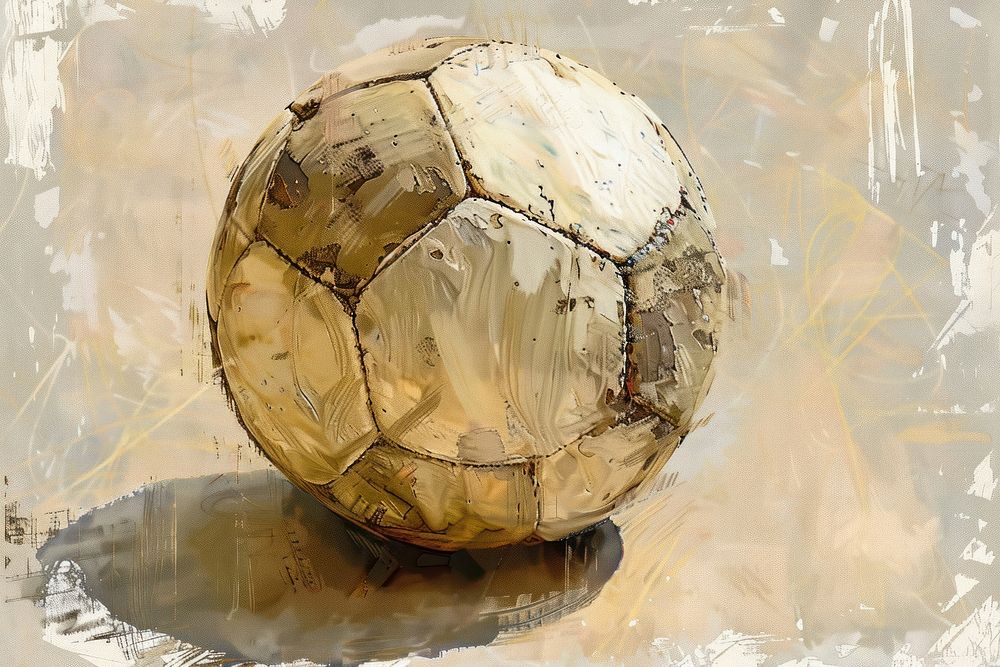 Oil painting of a close up on pale football backgrounds sphere sports.