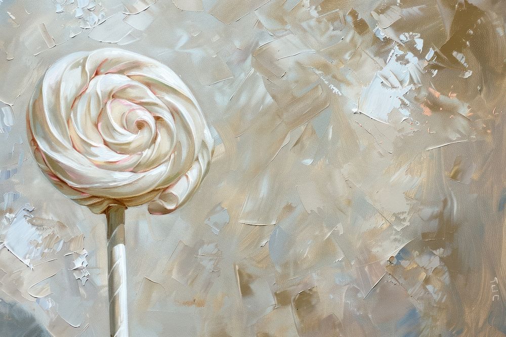 Oil painting of a close up on pale lollipop backgrounds candy food.