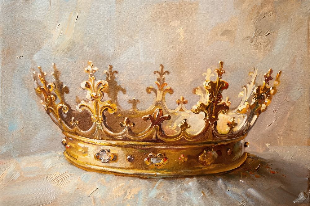 Oil painting of a close up on pale crown accessories accessory festival.