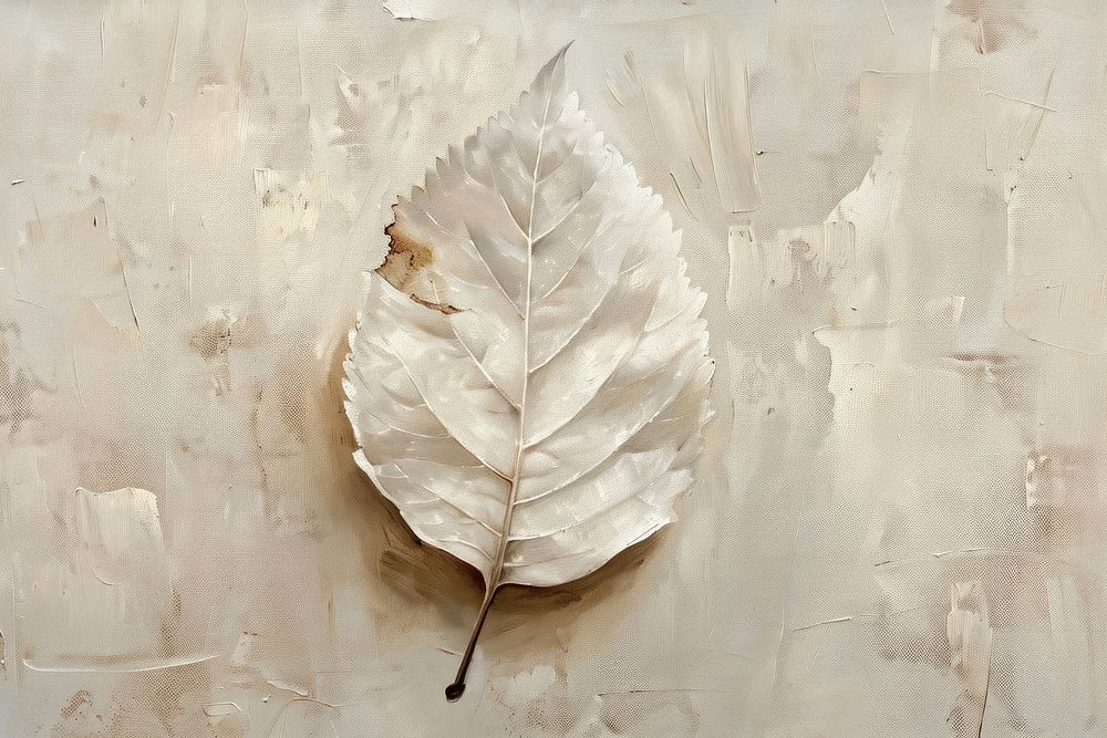 Oil painting of a close up on pale leaf backgrounds plant art.