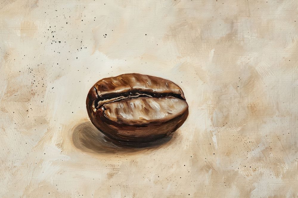 Oil painting of a close up on pale coffee bean freshness vegetable textured.