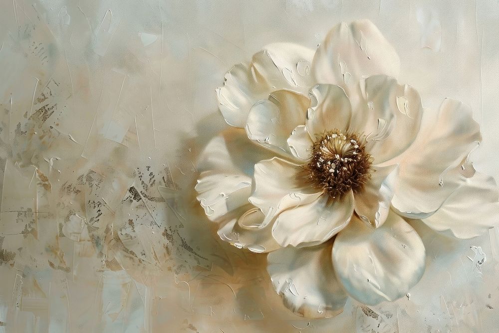 Oil painting of a close up on pale flower backgrounds petal plant.