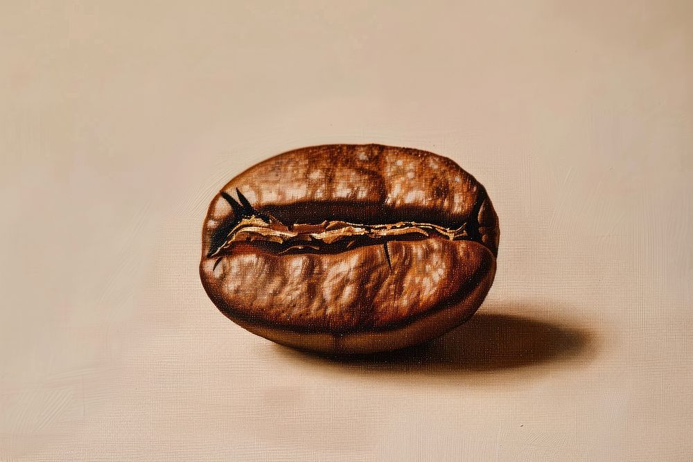 Oil painting of a close up on pale coffee bean food coffee beans freshness.