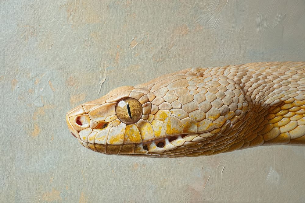 Oil painting of a close up on pale snake reptile animal wildlife.