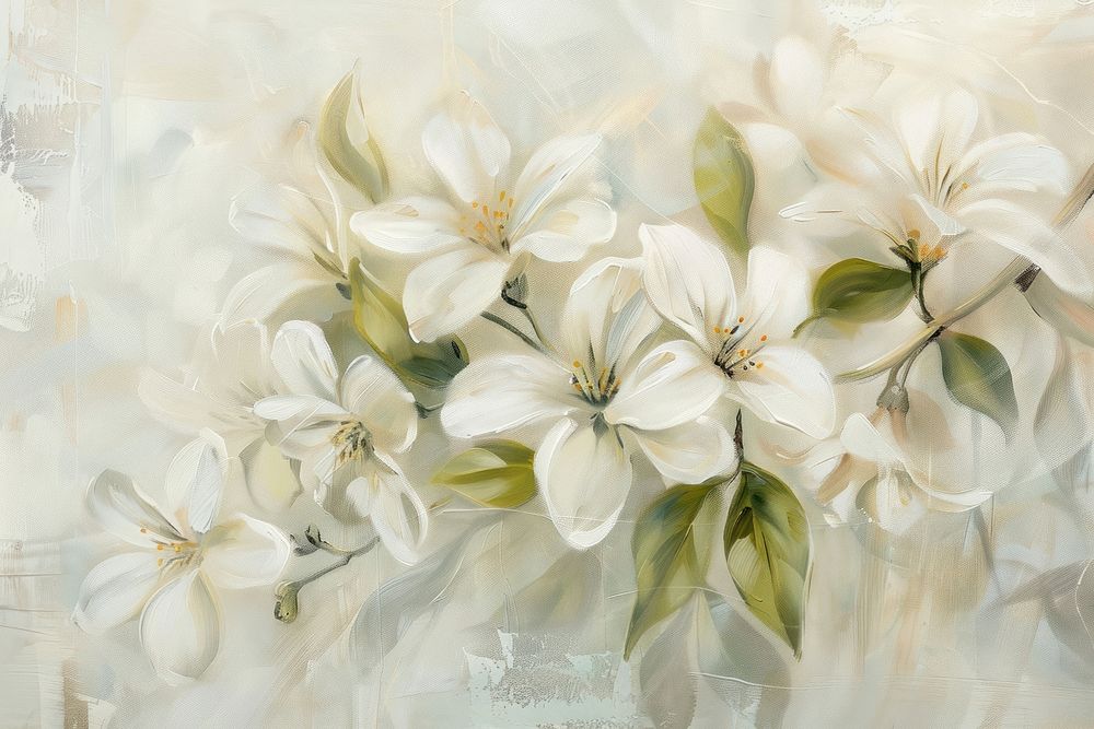 Oil painting of a close up on pale jasmine backgrounds pattern flower.