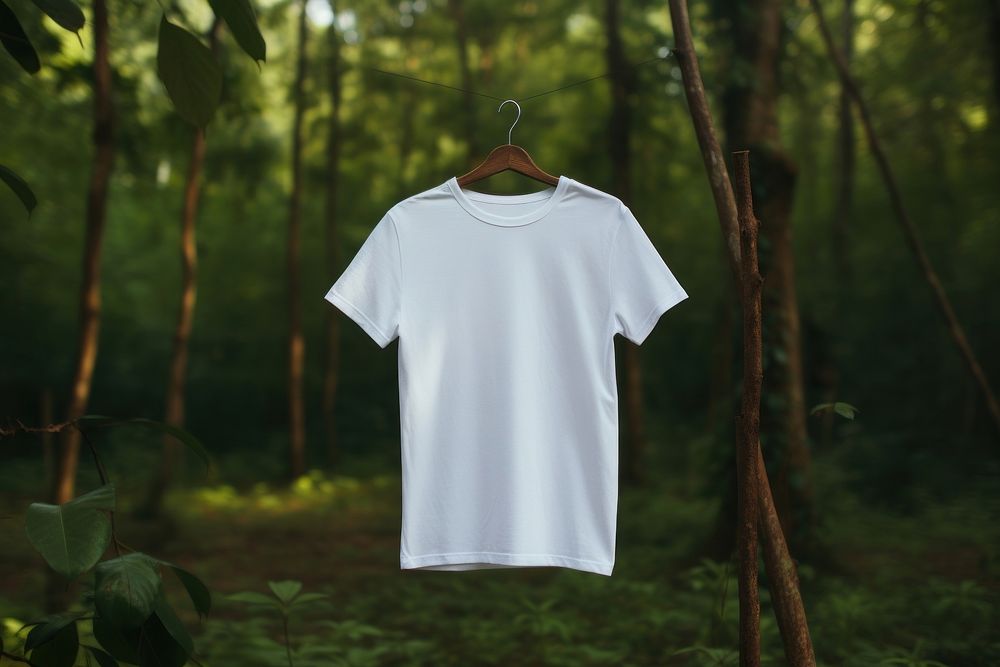 T shirt mockup t-shirt forest vegetation.