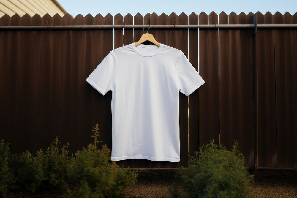 T shirt mockup t-shirt clothing backyard.