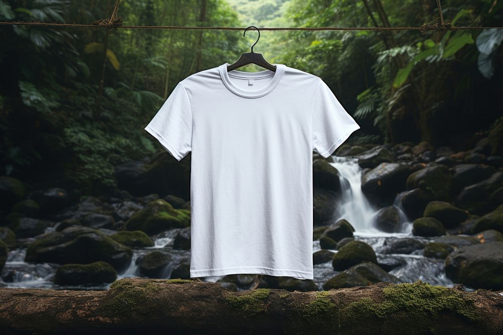 T shirt mockup t-shirt water rainforest.