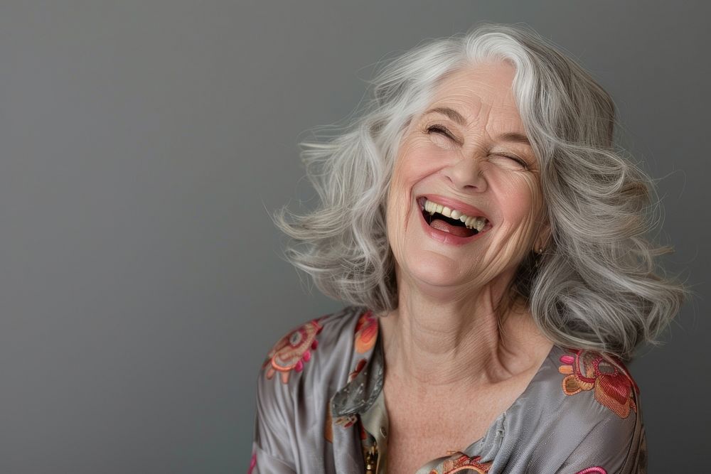 Senior model woman laughing person female.