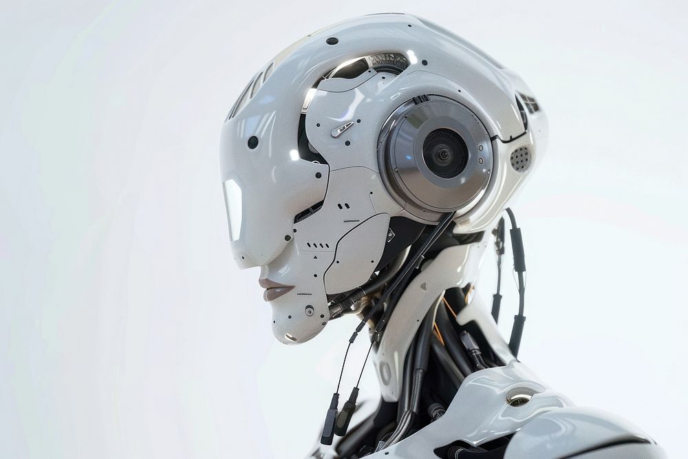 Future artificial intelligence robot electronics helmet camera.