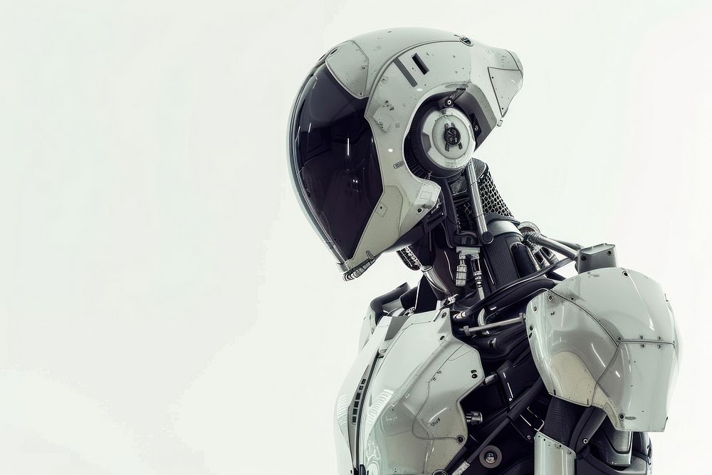 Future artificial intelligence robot transportation motorcycle vehicle.