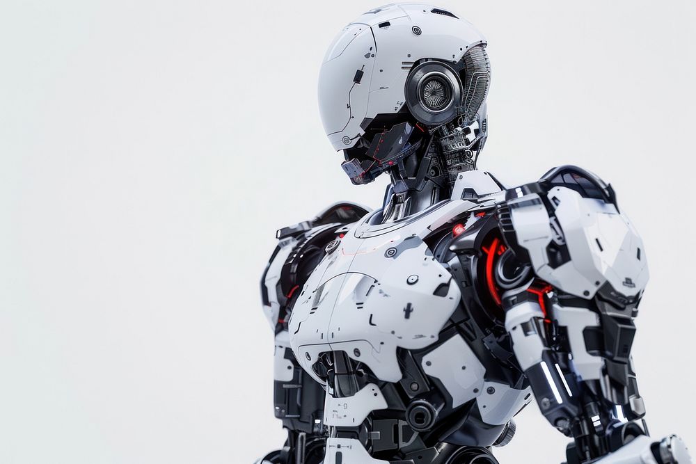 Future artificial intelligence robot person helmet adult.