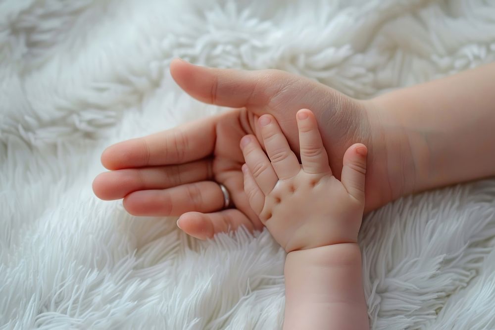 Baby hand in mother hand finger skin innocence.
