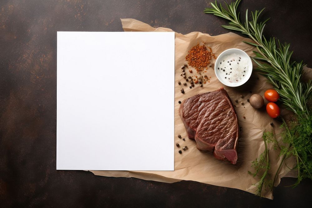 Paper menu mockup steak food meat.
