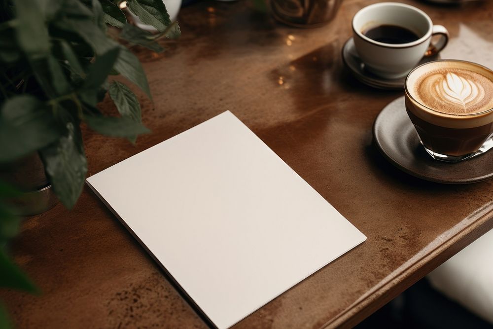 Empty menu mockup coffee table publication.
