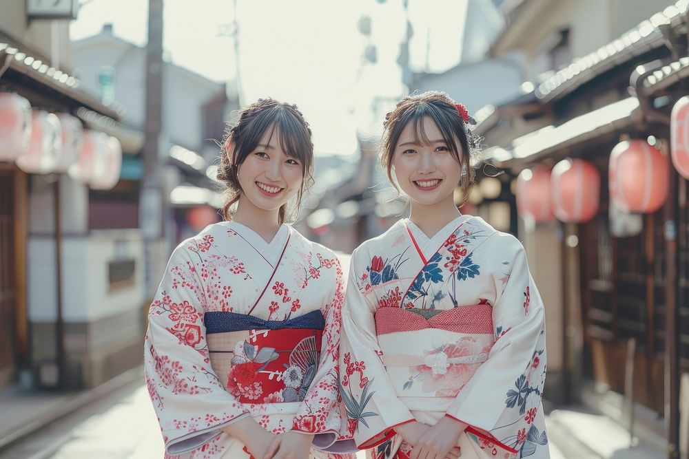 Smiling Yukata 2 women kimono adult robe.