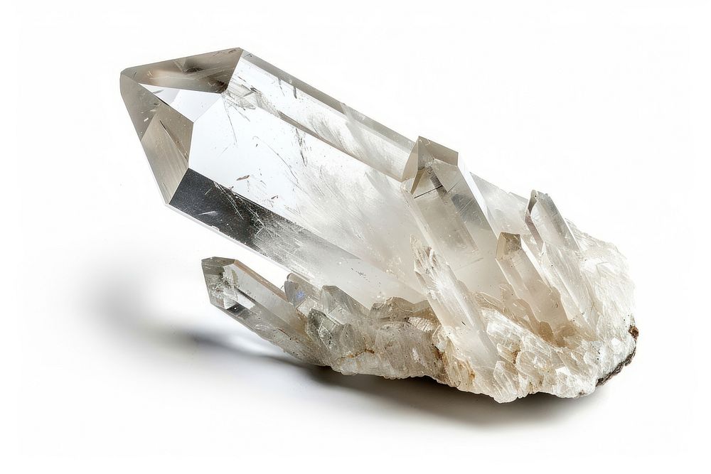 Clear quartz crystal mineral.