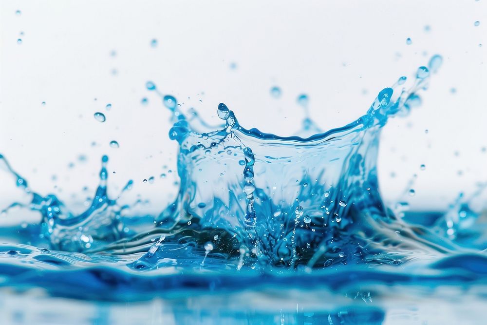 Blue water splash outdoors droplet nature.