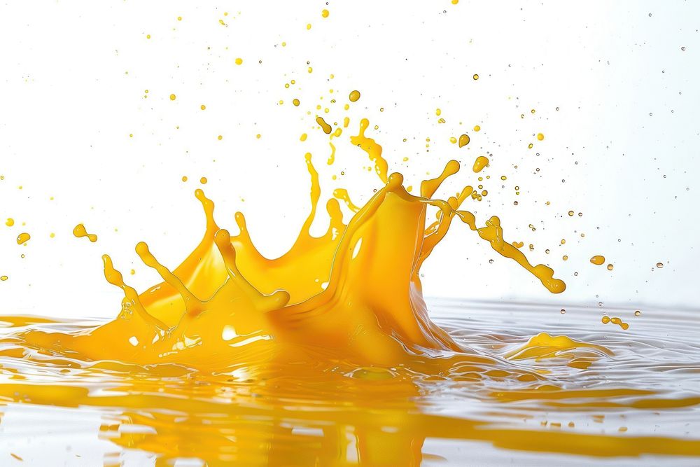 Yellow water splash beverage animal drink.