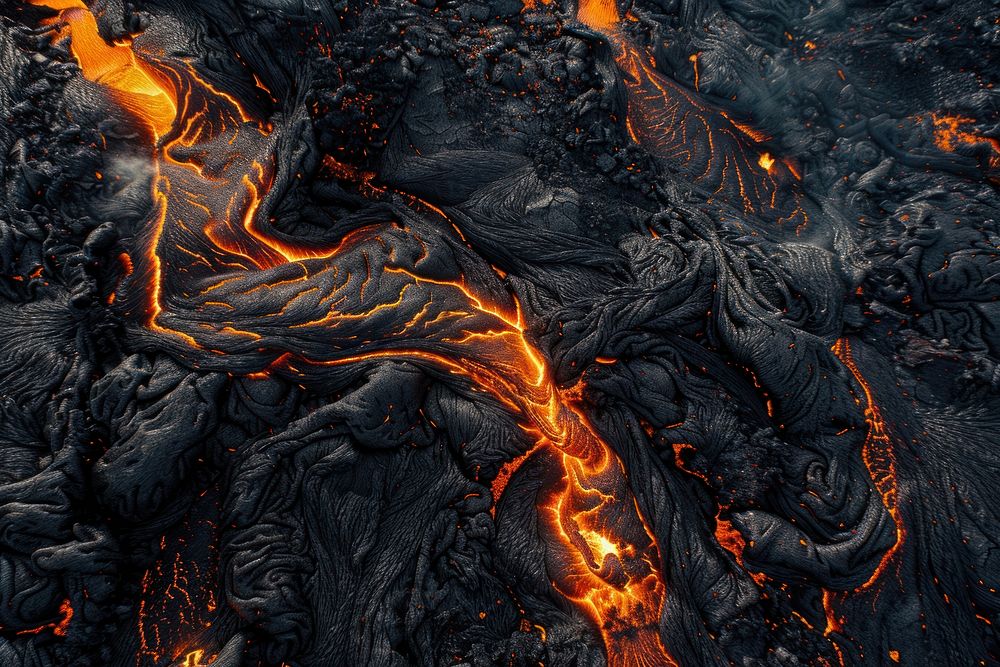 Lava flowing from the eruption volcano mountain outdoors bonfire.