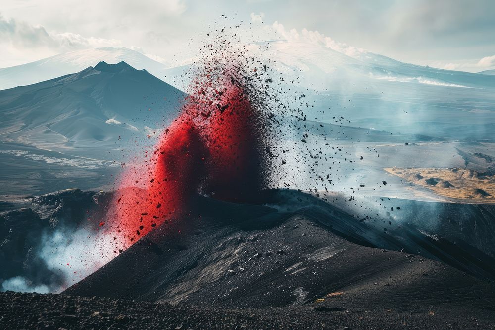 Mountain eruption volcano lava.