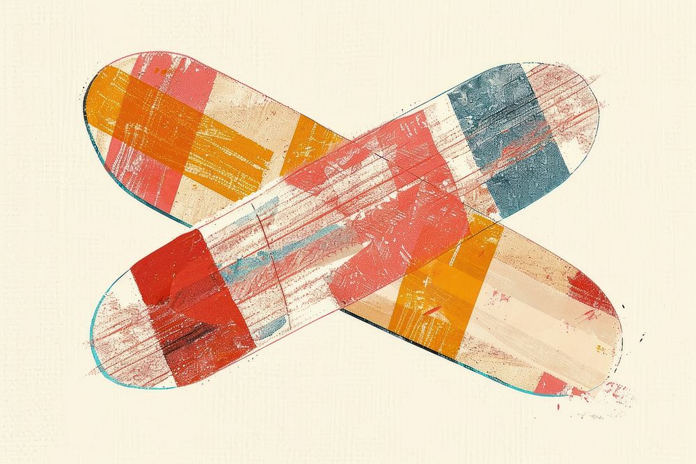 Drawing band-aid art creativity skateboard.