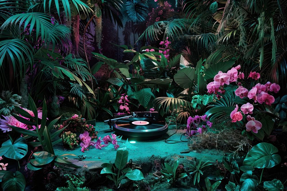Record player plant outdoors nature.