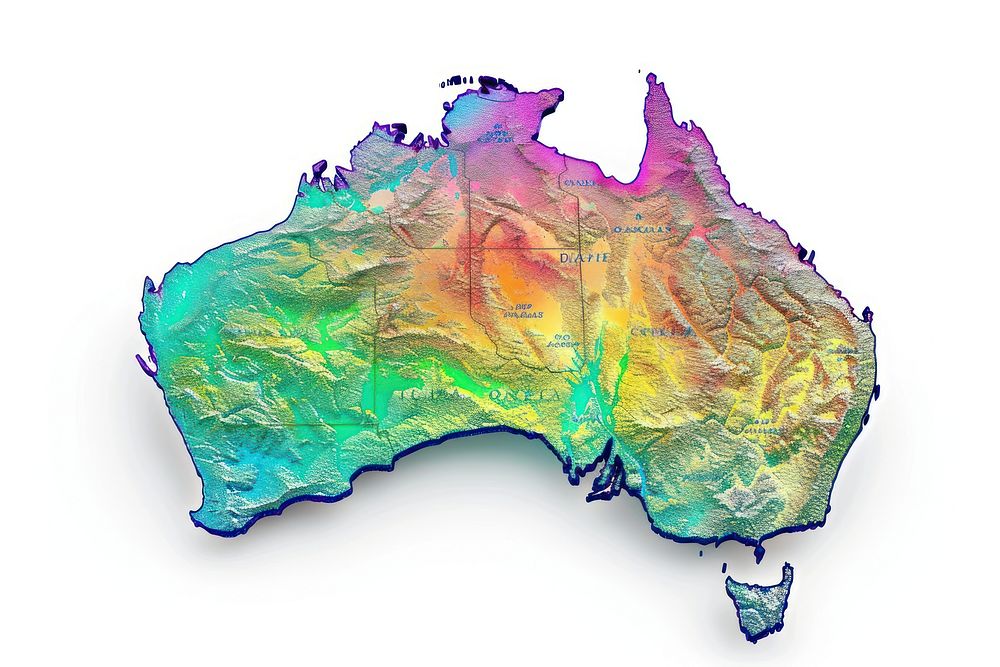 3D render of australia map diagram white background accessories.