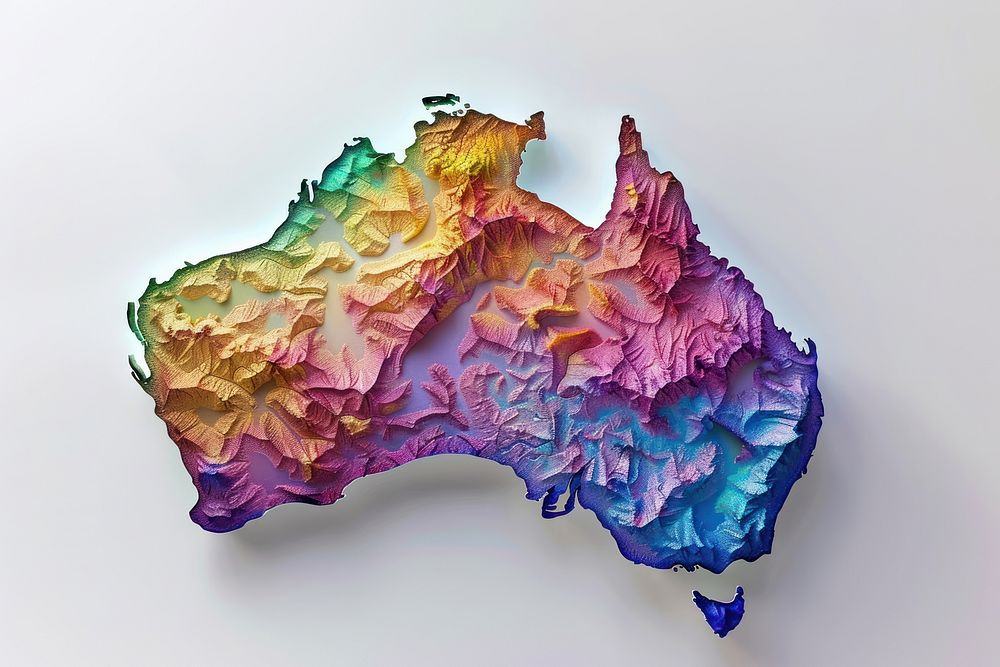 3D render of australia map accessories topography creativity.