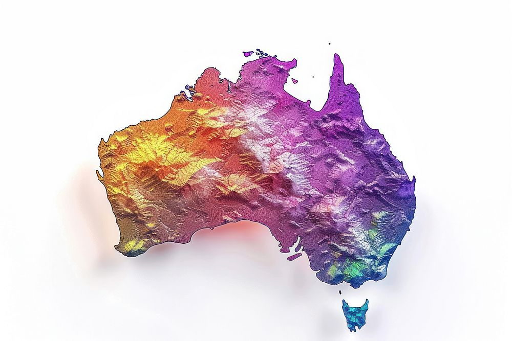 3D render of australia map purple white background accessories.