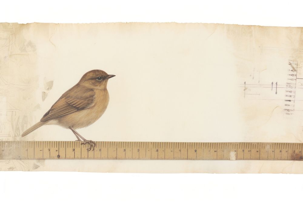 Adhesive tape is stuck on a bird ephemera collage sparrow animal paper.