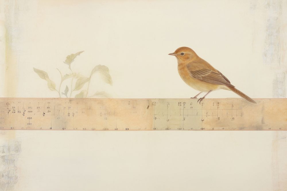 Adhesive tape is stuck on a bird ephemera collage animal wildlife songbird.