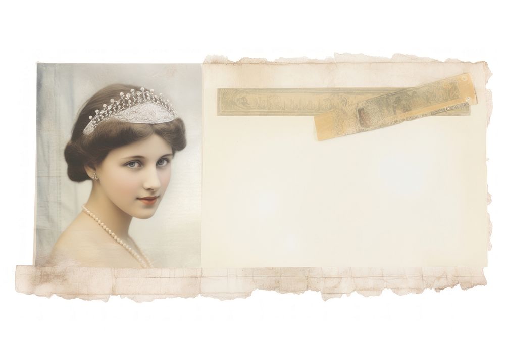 Adhesive tape is stuck on a crown ephemera collage portrait paper adult.
